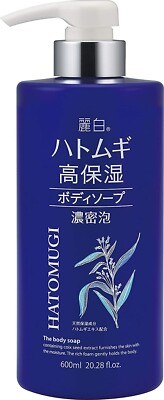 KUMANO YUSHI Reihaku Hatomugi Жидкое мыло для тела увлажняющее, с экстрактом семян бусенника и гиалуроновой кислотой, 600 мл. 12090