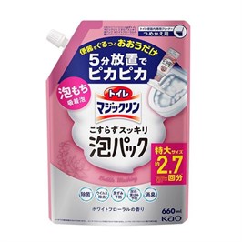 KAO Magic Clean Toilet White Floral Чистящая и дезинфицирующая спрей-пенка для туалета, с ароматом белых цветов, сменная упаковка, 660 мл. 12080