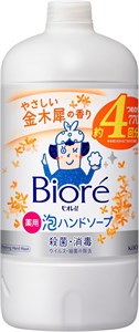 Пенное мыло для рук для всей семьи KAO Biore U Foaming Hand Soap, с антибактериальным эффектом, с ароматом османтуса, сменная упаковка, 430 мл 12089
